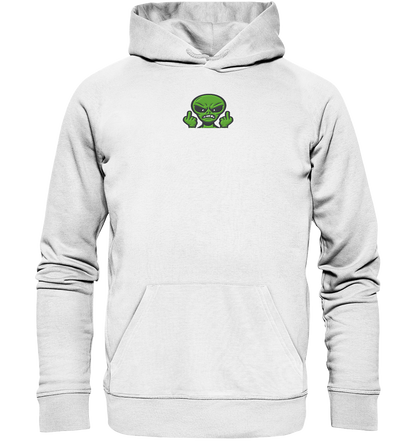 Alien mit Mittelfinger – Kontakt abgebrochen - Organic Hoodie (Stick)