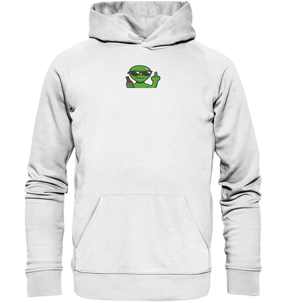 Alien mit Mittelfinger – Der Club gehört den Sternen - Organic Hoodie (Stick)