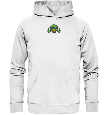 Alien mit Mittelfinger – Grüße vom Planeten Genervt - Organic Hoodie (Stick)