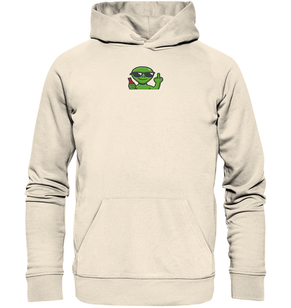 Alien mit Mittelfinger – Der Club gehört den Sternen - Organic Hoodie (Stick)
