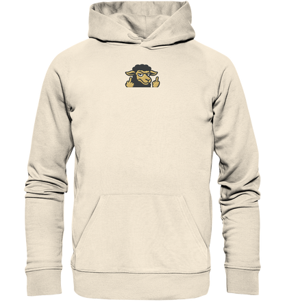 Schwarzes Schaf mit Mittelfinger – Das stille Nein in Stoffform - Organic Hoodie (Stick)