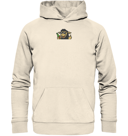 Schaf mit Mittelfinger im Partymodus – Zu viel Konfetti, zu wenig Geduld - Organic Hoodie (Stick)
