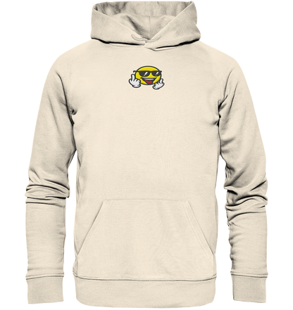 Smiley mit Mittelfinger – Der freundlichste Mittelfinger der Welt - Organic Hoodie (Stick)