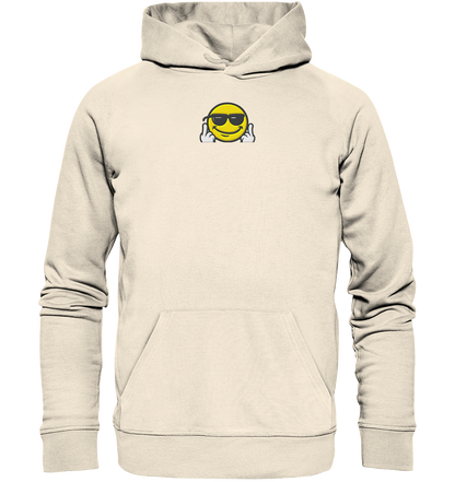 Smiley mit Mittelfinger – Gute Laune. Schlechte Laune. Klar geregelt. - Organic Hoodie (Stick)