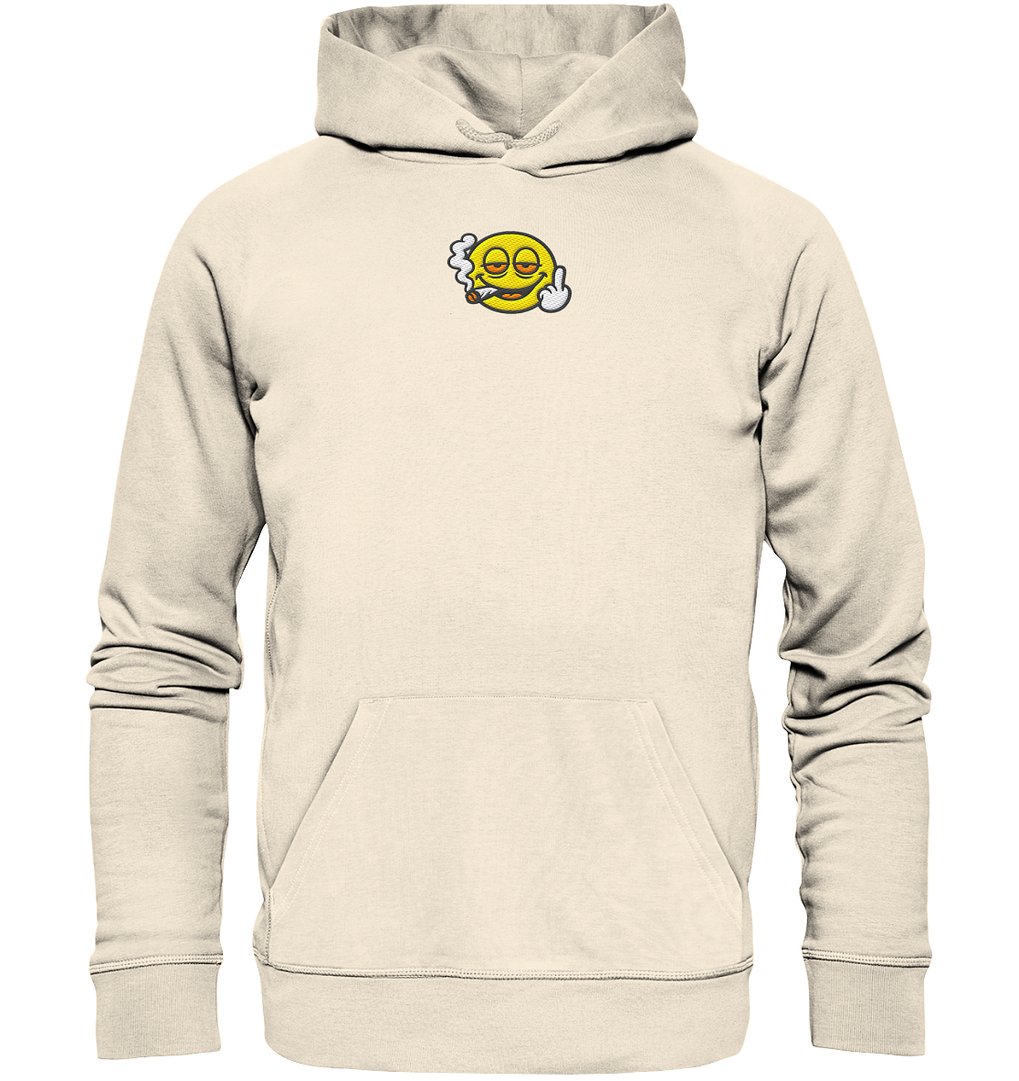 Smiley mit Mittelfinger – Wie ein Joint, nur zum Anziehen - Organic Hoodie (Stick)