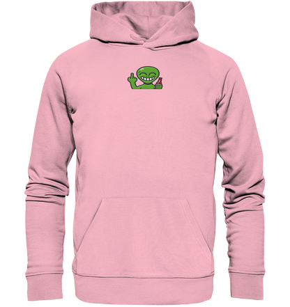 Alien mit Mittelfinger – Cosmic Party, irdischer Finger - Organic Hoodie (Stick)