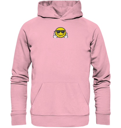Smiley mit Mittelfinger – Gute Laune. Schlechte Laune. Klar geregelt. - Organic Hoodie (Stick)