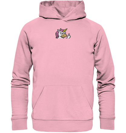 Einhorn mit Mittelfinger – Magie war gestern, jetzt kommt Klartext - Organic Hoodie (Stick)