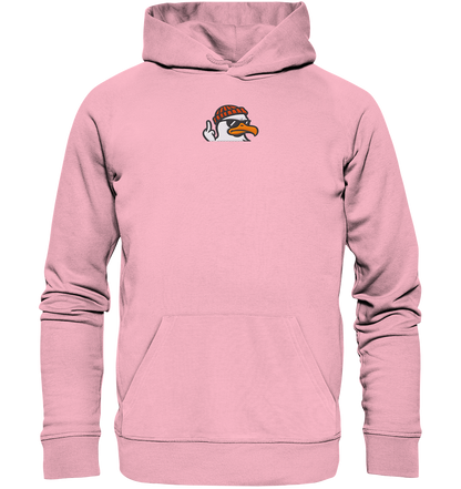Möwe mit Mittelfinger – Klarstellung in Federform - Organic Hoodie (Stick)