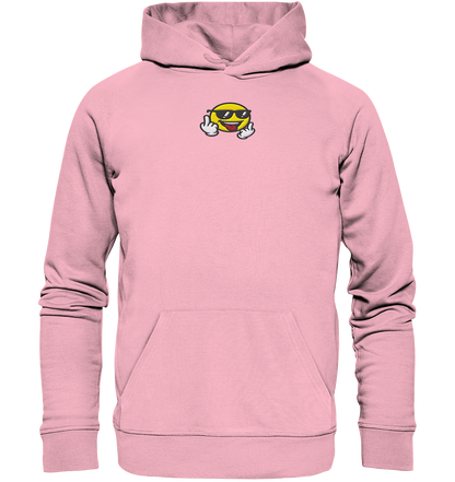Smiley mit Mittelfinger – Der freundlichste Mittelfinger der Welt - Organic Hoodie (Stick)