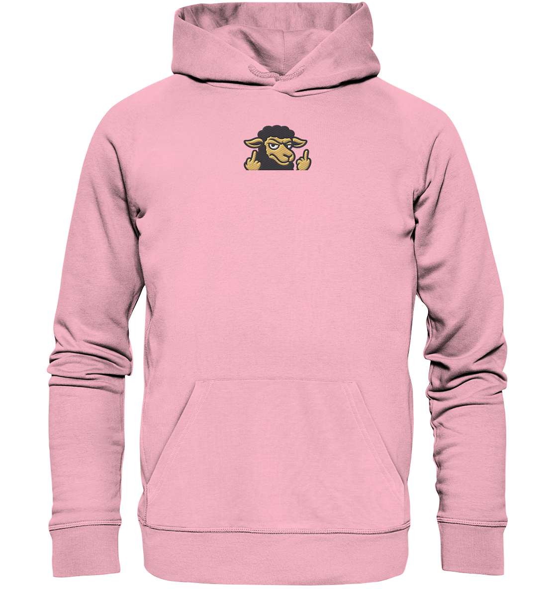 Schwarzes Schaf mit Mittelfinger – Das stille Nein in Stoffform - Organic Hoodie (Stick)