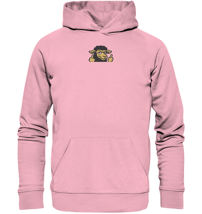 Schwarzes Schaf mit Mittelfinger – Das stille Nein in Stoffform - Organic Hoodie (Stick)