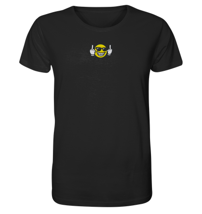 Smiley mit Mittelfinger – Nett lächeln. Weitergehen. - Organic Shirt (Stick)
