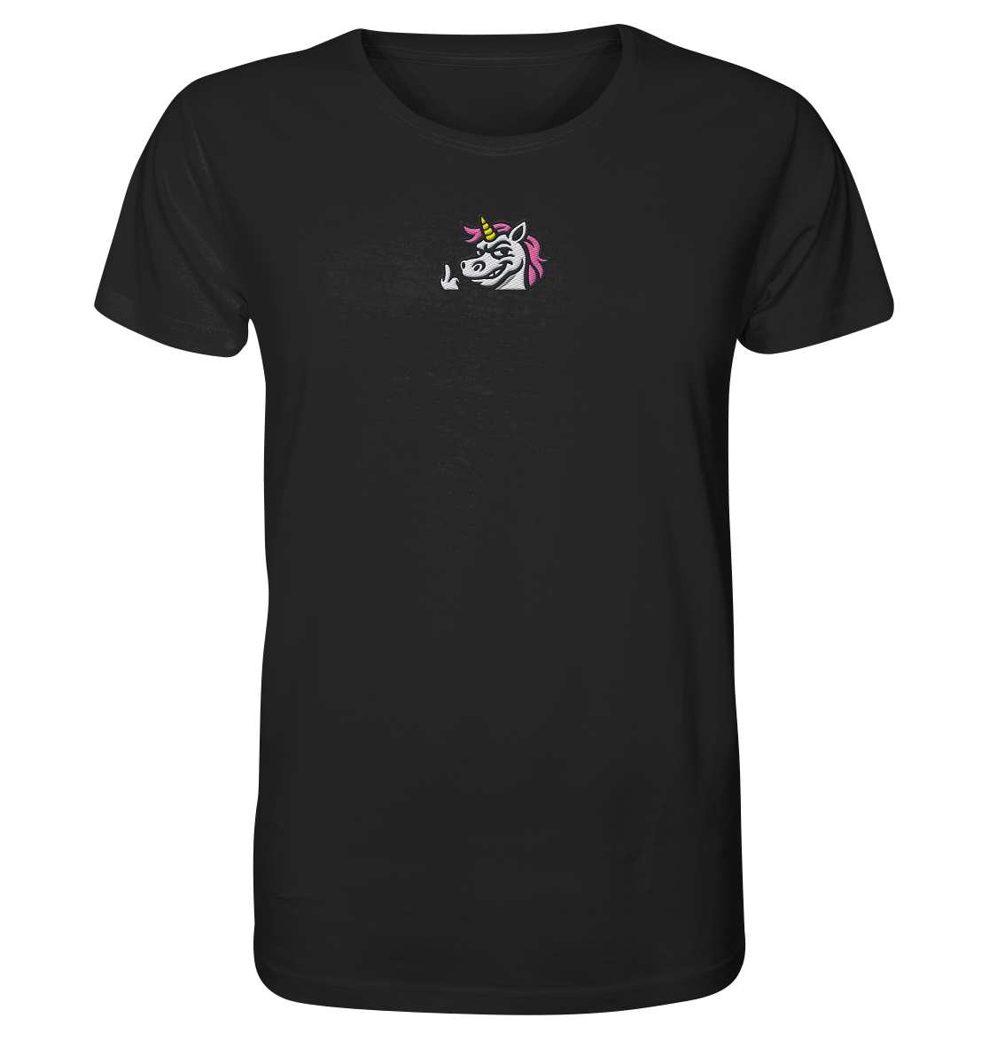 Einhorn mit Mittelfinger – Zu süß zum Ertragen, zu frech zum Ignorieren - Organic Shirt (Stick)