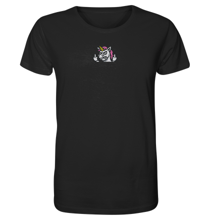 Einhorn mit Mittelfinger – Sag’s mit dem Horn - Organic Shirt (Stick)