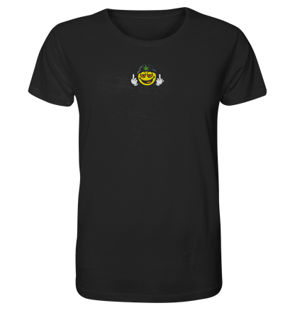 Smiley mit Mittelfinger – Lächeln. Ziehen. Grenzen setzen. - Organic Shirt (Stick)