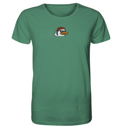Möwe mit Mittelfinger – Klarstellung in Federform - Organic Shirt (Stick)