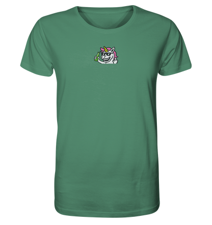 Einhorn mit Mittelfinger – Im Partymodus scheißt’s auf Glitzerregeln - Organic Shirt (Stick)