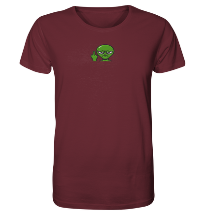 Alien mit Mittelfinger – Erdleben ist kein Ponyhof - Organic Shirt (Stick)