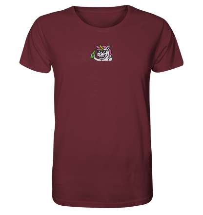 Einhorn mit Mittelfinger – Im Partymodus scheißt’s auf Glitzerregeln - Organic Shirt (Stick)