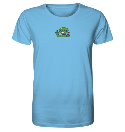 Alien mit Mittelfinger – Cosmic Party, irdischer Finger - Organic Shirt (Stick)