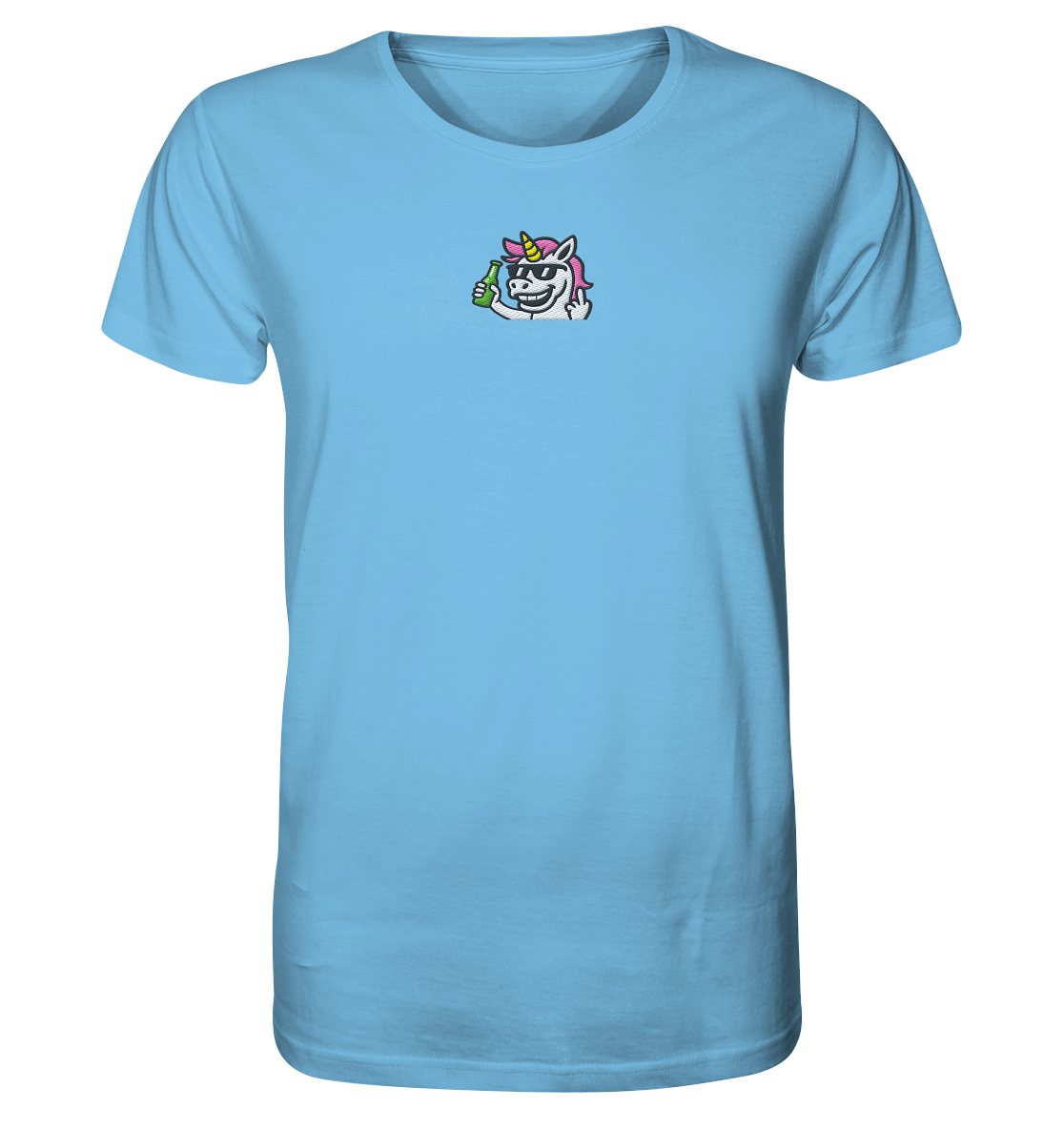Einhorn mit Mittelfinger – Im Partymodus scheißt’s auf Glitzerregeln - Organic Shirt (Stick)