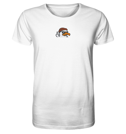 Möwe mit Mittelfinger – Klarstellung in Federform - Organic Shirt (Stick)