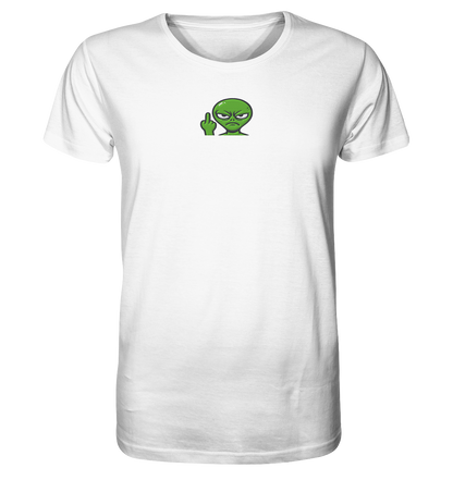 Alien mit Mittelfinger – Erdleben ist kein Ponyhof - Organic Shirt (Stick)