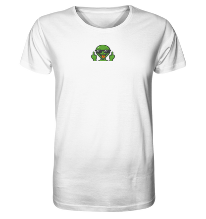 Alien mit Mittelfinger – Grüße vom Planeten Genervt - Organic Shirt (Stick)