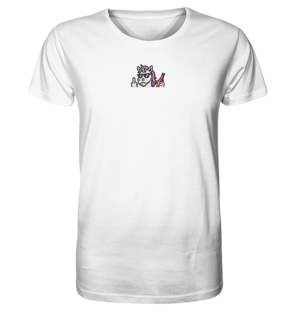 Einhorn mit Mittelfinger – Rave-Rainbow in Rebellion - Organic Shirt (Stick)