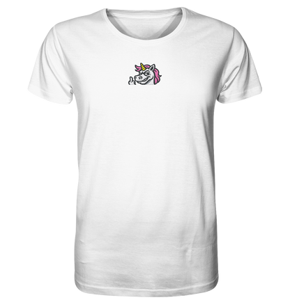 Einhorn mit Mittelfinger – Zu süß zum Ertragen, zu frech zum Ignorieren - Organic Shirt (Stick)