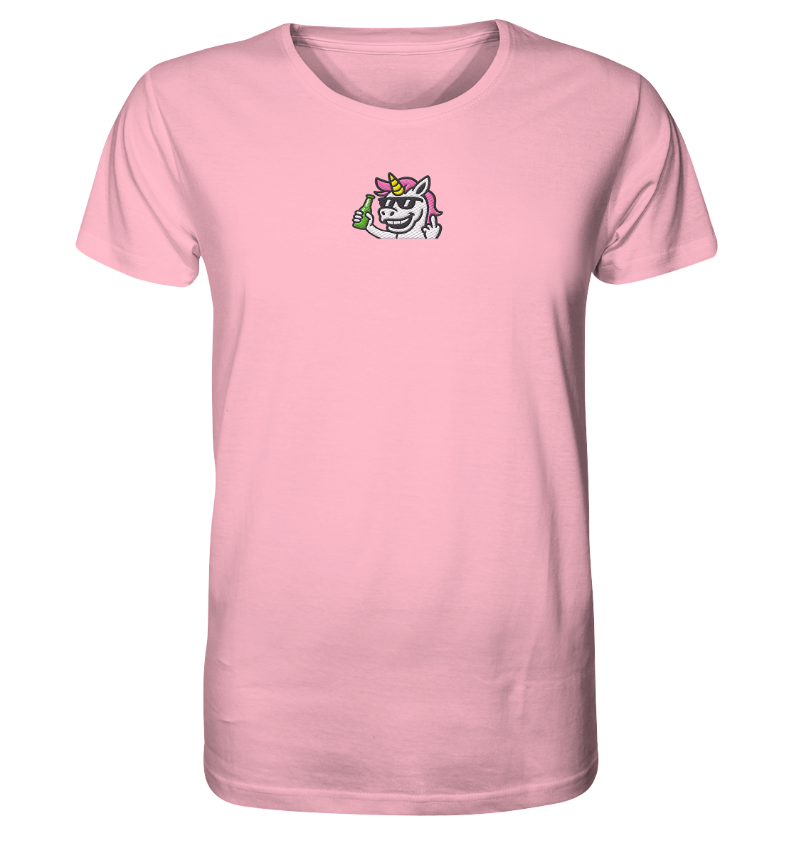Einhorn mit Mittelfinger – Im Partymodus scheißt’s auf Glitzerregeln - Organic Shirt (Stick)