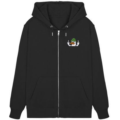 Möwe mit Mittelfinger – Vogel zeigen, Stil behalten - Organic Zipper (Stick)