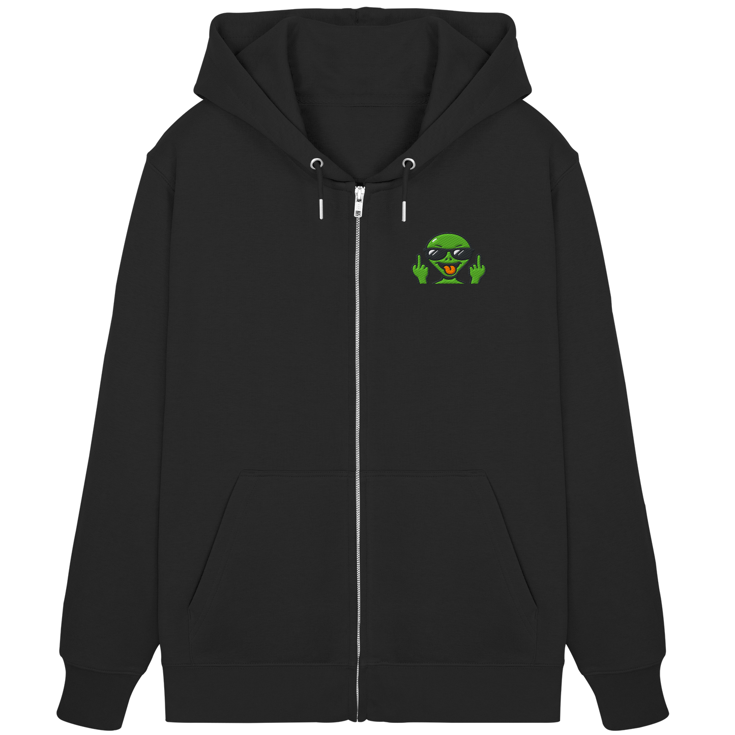Alien mit Mittelfinger – Grüße vom Planeten Genervt - Organic Zipper (Stick)