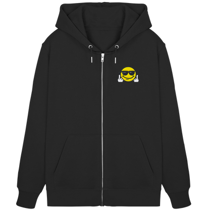 Smiley mit Mittelfinger – Gute Laune. Schlechte Laune. Klar geregelt. - Organic Zipper (Stick)