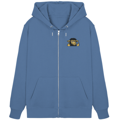 Schwarzes Schaf mit Mittelfinger – Das stille Nein in Stoffform - Organic Zipper (Stick)