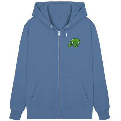 Alien mit Mittelfinger – Erdleben ist kein Ponyhof - Organic Zipper (Stick)