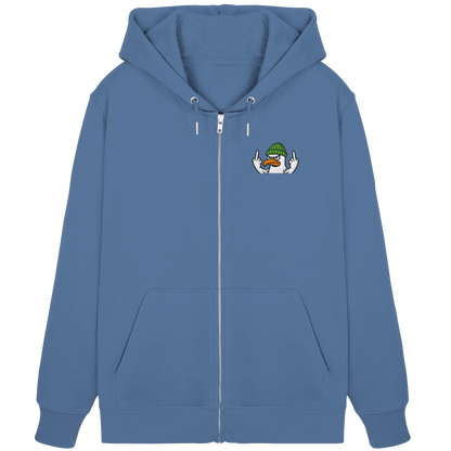 Möwe mit Mittelfinger – Vogel zeigen, Stil behalten - Organic Zipper (Stick)