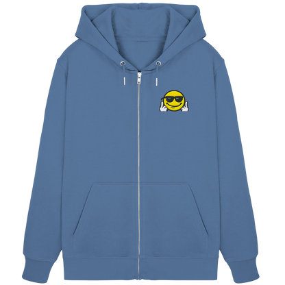 Smiley mit Mittelfinger – Gute Laune. Schlechte Laune. Klar geregelt. - Organic Zipper (Stick)