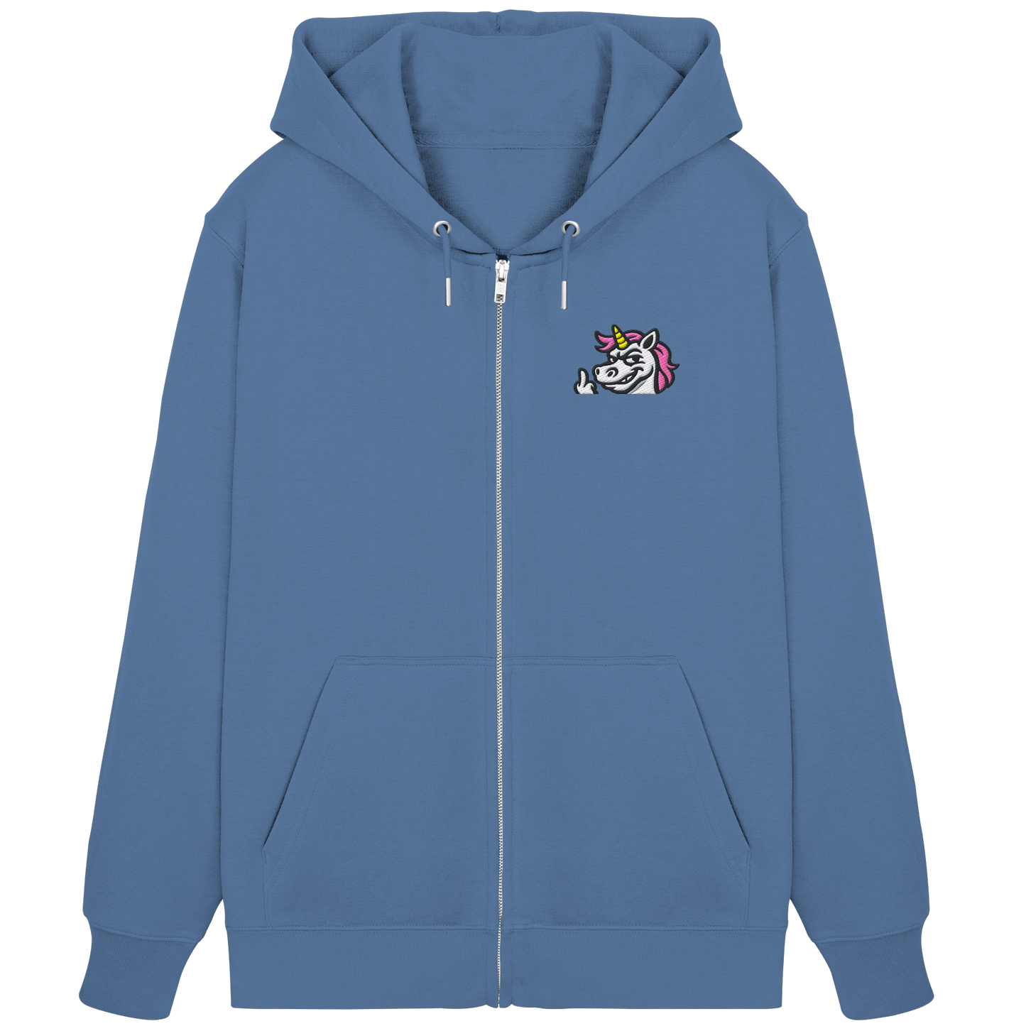 Einhorn mit Mittelfinger – Zu süß zum Ertragen, zu frech zum Ignorieren - Organic Zipper (Stick)