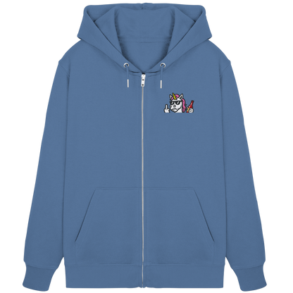Einhorn mit Mittelfinger – Rave-Rainbow in Rebellion - Organic Zipper (Stick)