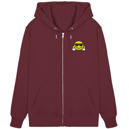 Smiley mit Mittelfinger – Gute Laune. Schlechte Laune. Klar geregelt. - Organic Zipper (Stick)