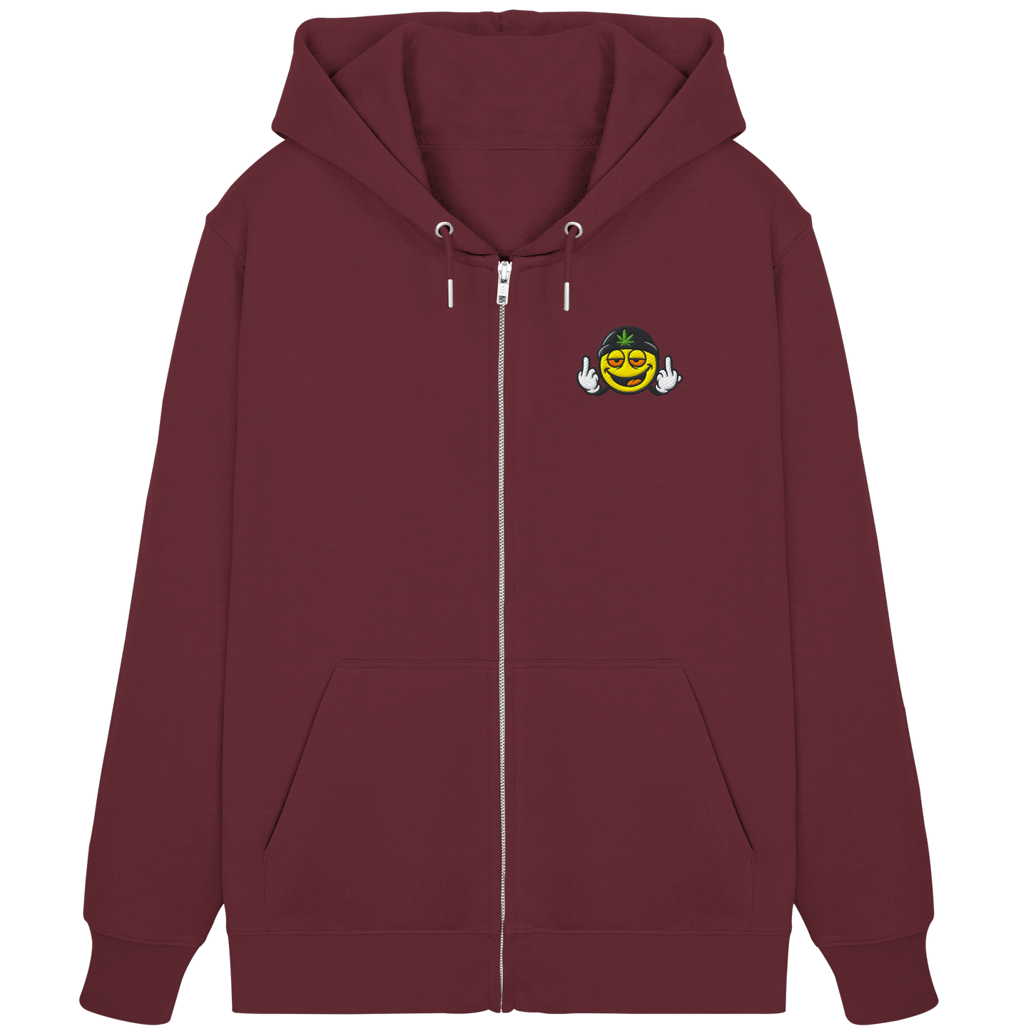 Smiley mit Mittelfinger – Lächeln. Ziehen. Grenzen setzen. - Organic Zipper (Stick)