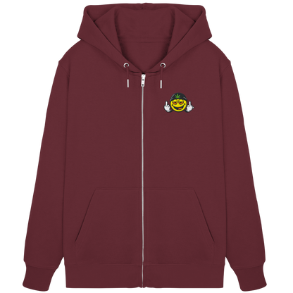 Smiley mit Mittelfinger – Lächeln. Ziehen. Grenzen setzen. - Organic Zipper (Stick)