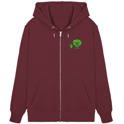 Alien mit Mittelfinger – Erdleben ist kein Ponyhof - Organic Zipper (Stick)