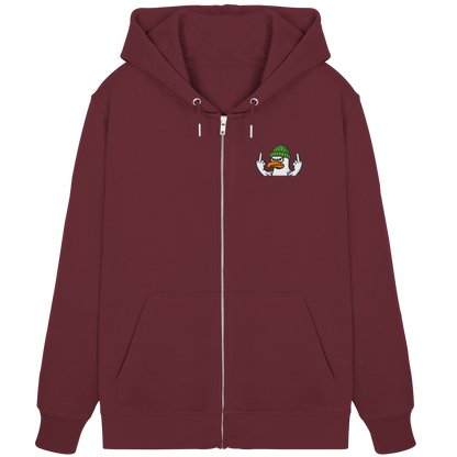 Möwe mit Mittelfinger – Vogel zeigen, Stil behalten - Organic Zipper (Stick)