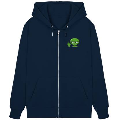Alien mit Mittelfinger – Erdleben ist kein Ponyhof - Organic Zipper (Stick)