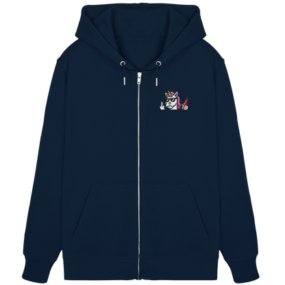 Einhorn mit Mittelfinger – Rave-Rainbow in Rebellion - Organic Zipper (Stick)