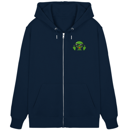 Alien mit Mittelfinger – Grüße vom Planeten Genervt - Organic Zipper (Stick)