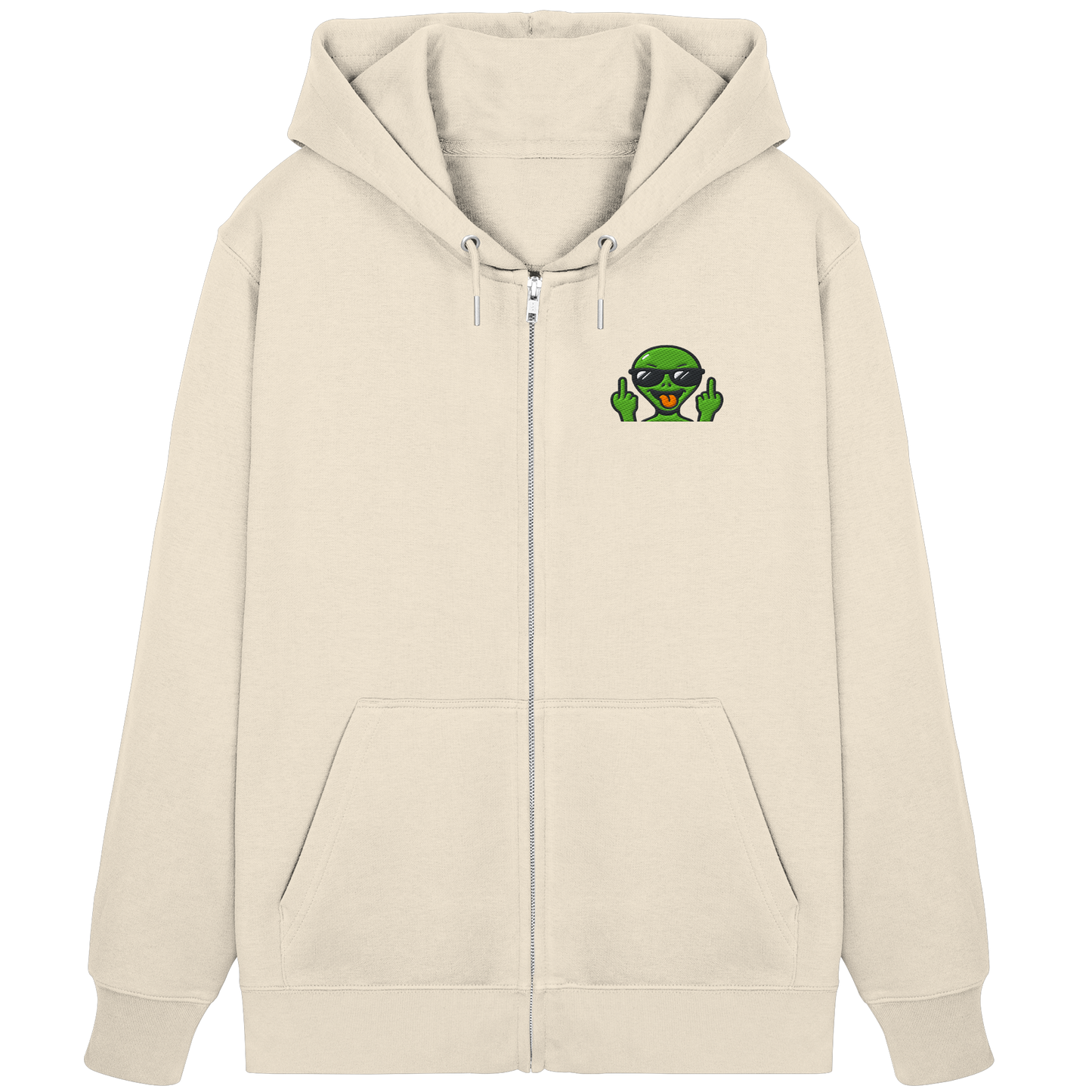 Alien mit Mittelfinger – Grüße vom Planeten Genervt - Organic Zipper (Stick)